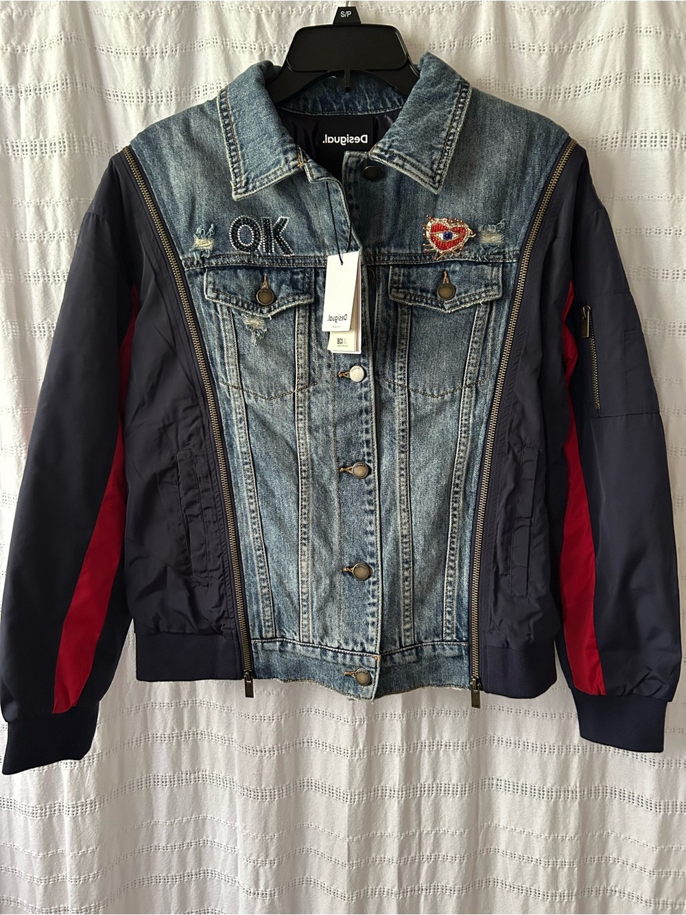 Desigual Jadi Wanita Hybrid Denim Nylon Quilted Jacket Trucker 🧿💎❤️